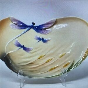 2003 Franz Porcelain Dragonfly Plate Beautifully‎ Sculped And Designed Jenny Woo